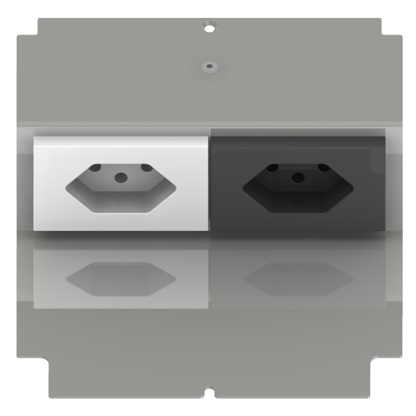 Produktbild UBD 165 178  -  Steckdoseneinsatz für 2 FLF inkl. 1xT13, weiss + 1xT13, schwarz
